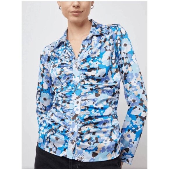 NWT Rails Lisa Top in Blue White Black Zinnia Button Up Size Large - Picture 2 of 13